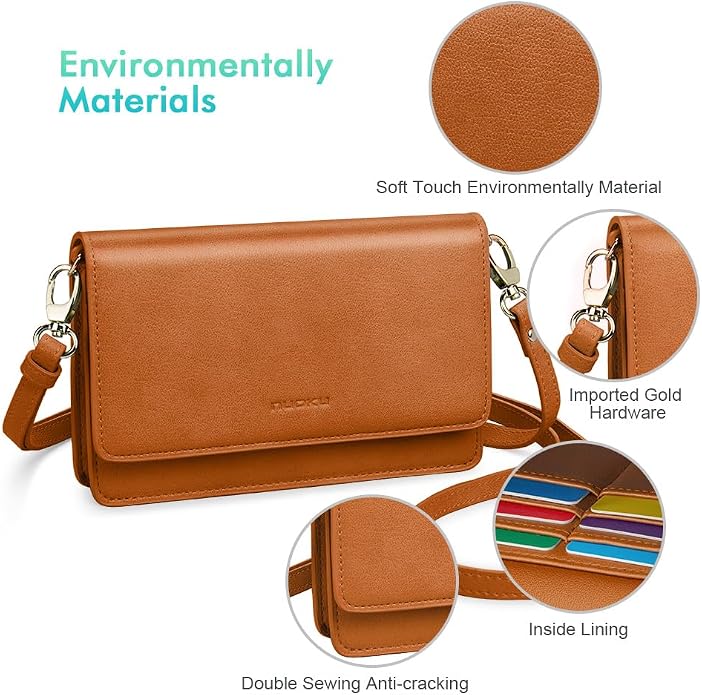 nuoku Women Small Crossbody Bag Cellphone Purse Wallet with RFID Card Slots 2 Straps Wristlet