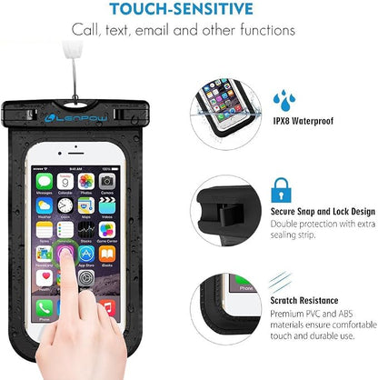 Universal Waterproof Phone Case, 2-Pack Ipx8 Waterproof Phone Lanyard Dry Bag for iPhone 17 16 15 14 13 12 11 XS MAX Pro Plus Galaxy S23 S22 Note Google Pixel HTC Moto OnePlus Phones up to 7.5"