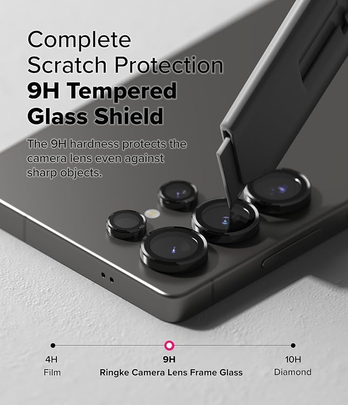 Ringke Camera Lens Frame Glass [Individual Lens Covers] Compatible with Samsung Galaxy S25 Ultra Camera Lens Protector, Tempered Glass Covers and Aluminum Alloy Frames - 2 Pack