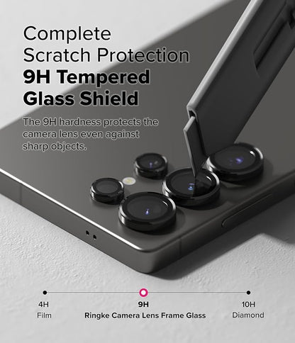 Ringke Camera Lens Frame Glass [Individual Lens Covers] Compatible with Samsung Galaxy S25 Ultra Camera Lens Protector, Tempered Glass Covers and Aluminum Alloy Frames - 2 Pack