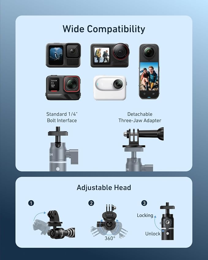 TELESIN 360°Waterproof Selfie Stick 25.75" w Hand Strap Underwater Dive Diving Extension Stick Pole Monopod for DJI OSMO 360 Action 6 5 Pro 4 Pocket 3 Xtra Muse GoPro Max 13 12 Insta360 X5 X4 Ace Pro