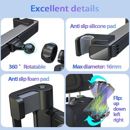 2026 Car Headrest Tablet Holder (2 Pack), Car iPad Holder for Kids, Scalable Tablet Mount for Backseat, for iPad Pro Fire HD and more, for Most Tablets/Phones, Fits Larger Tablets [Upgrade -Black]