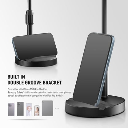 NEEWER Basics 5"/13cm Desk Ring Light with Stand, Phone Holder Base, 10W LED Selfie Light Compatible with iPhone for Video Recording Laptop Webcam Zoom Video Conference Lighting Makeup, Black BR60