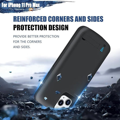 [Upgraded Battery Case for iPhone 11 Pro Max, 6000mAh Rechargeable Extended Battery Charging Charger Case, Add 110% Extra Juice (6.5 Inches) Black
