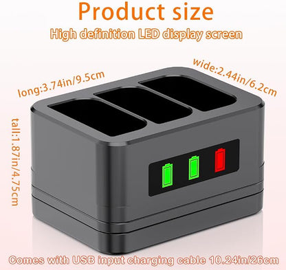2 Pack 3-Slot Battery Charger/Charging Dock/Charging Station,Suitable for Ring doorbells and Camera Batteries,with LED Display,Compatible with Video Doorbell 2/3/4/3Plus/Spotlight Cam/Peephole Cam