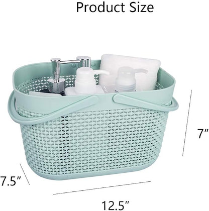 UUJOLY Plastic Organizer Storage Baskets with Handles, Shower Caddy Bins Organizer for Bathroom and kitchen (Blue)