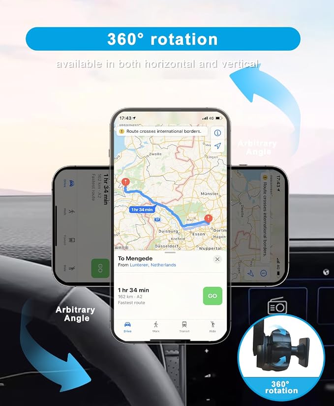 Magnetic Car Phone Holder for 2024 2025 2026 VW/Volkswagen Atlas/Altas Cross Sport Accessories Dash Mount Cell Phone Holder for Most Smartphones Hands-Free 360 Degree Rotation