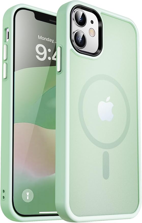 MOCCA Strong Magnetic for iPhone 12 Case/iPhone 12 Pro Case, [Compatible with Magsafe][Mil-Grade Drop Protection] Slim Shockproof Translucent Protective Phone Case for iPhone 12/12 Pro, Light Green