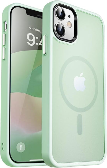 MOCCA Strong Magnetic for iPhone 12 Case/iPhone 12 Pro Case, [Compatible with Magsafe][Mil-Grade Drop Protection] Slim Shockproof Translucent Protective Phone Case for iPhone 12/12 Pro, Light Green