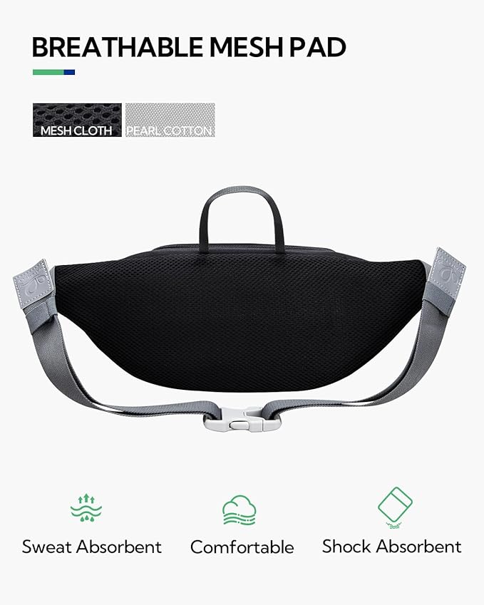 WATERFLY Fanny Pack Waist Bag: Large Multipocket Woman Man Waist Pack Runner Hip Pouch Purse Belt Bag Water Resistant Bum Bag Fit All Phones for Walking Jogging Running Cycling Travelling Hiking