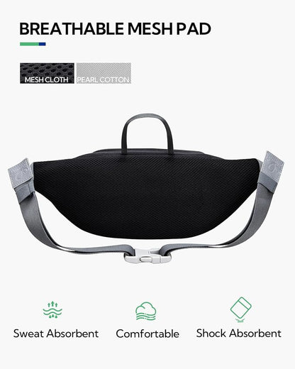 WATERFLY Running Belt Fanny Pack: Runner Marathon Jogging Waist Pack Sport Workout Exercise Fitness Phone Holder Belt for Men Women Jogger Slim Waistband Black