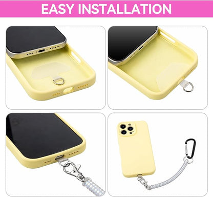 Doormoon Phone Lanyard Leash with 4 Patch, 2* Phone Tether, 4* Phone Tether Tab, 1* Carabiner for Climbing Outdoor Hiking Cycling Skiing Compatible for Smartphones Keys, PearlWhite*2