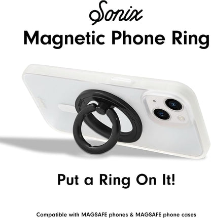 Sonix Magnetic Phone Grip and Phone Ring Holder - Compatible with MagSafe - Rotatable Kickstand and Phone Holder for iPhone 16, 15, 14, 13, 12 Series - Matte Black