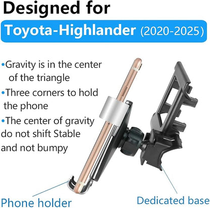 Car Phone Holder for Toyota Highlander 2020-2026 and Toyota Highlander Hybrid 2020-2026 Auto Interior Accessories Best Cell Phones Mount Cellphone Mobile Cradle Charging Navigation Screen Stand