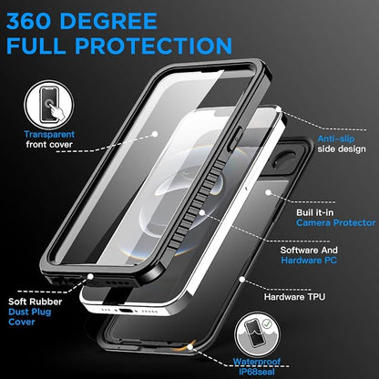 AICase for iPhone 16e Case/iPhone 17e Case Waterproof, Clear Water Proof Shockproof Dustproof Snowproof Full Body Rugged Transparent Underwater Phone Case for iPhone 16e/17e Built-in Screen Protector