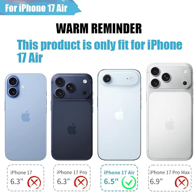 Battery Case for iPhone 17 Air, 6000mAh Rechargeable Extended Battery Charging/Charger Case, Add 100% Extra Juice (6.5 Inches) Black