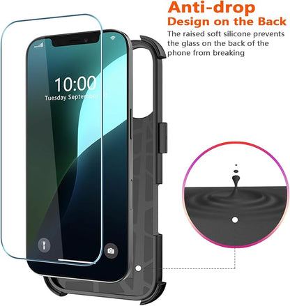 for iPhone 16 Plus Case [Shockproof] [Dropproof] [with Screen Protector ] Heavy Duty Protection Phone Case Cover - Black