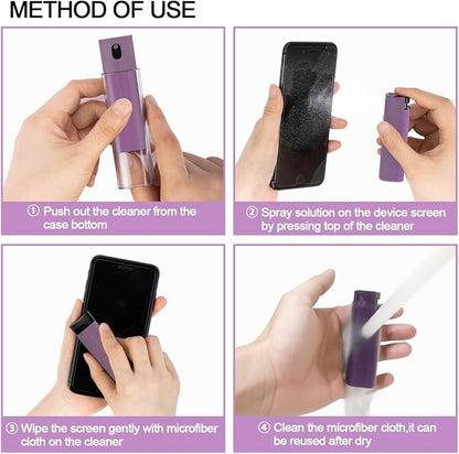 Screen Cleaner Touchscreen Mist Spray, walrfid Cleaning Kit for Electronic Smart Phone TV, Laptop, Computer LCD Flat Screens, Eyeglasses, Compatible with iPhone iPad MacBook Pro - Lightpurple