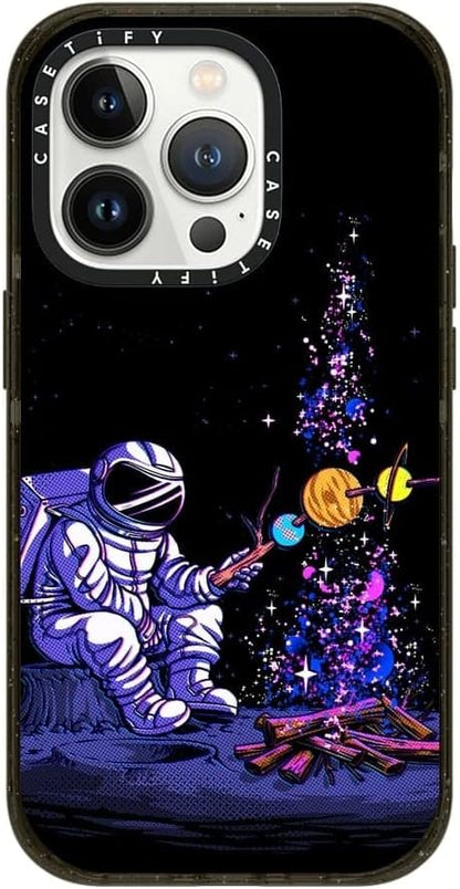 CASETiFY Impact iPhone 14 Pro Case [4X Military Grade Drop Tested / 8.2ft Drop Protection/Compatible with Magsafe] - Moon Camping - Glossy Black