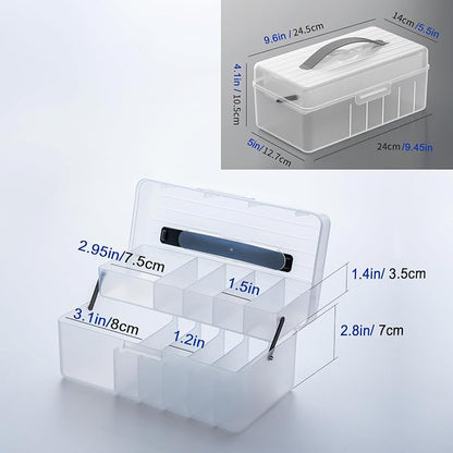 Vidifor 2-Layer Cable Organizer Box with 20 Cable Ties, Portable Cord, Charger and Bandages Storage for Drawer, Desk, Office & Home (White)