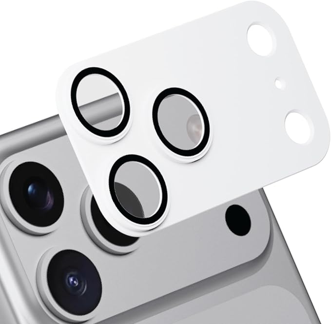 for iPhone 17 Pro Max Camera Lens Protector | Aerospace-Grade Aluminium | Full Protective Cover | Anti-Glare Sapphire Glass |Finish White