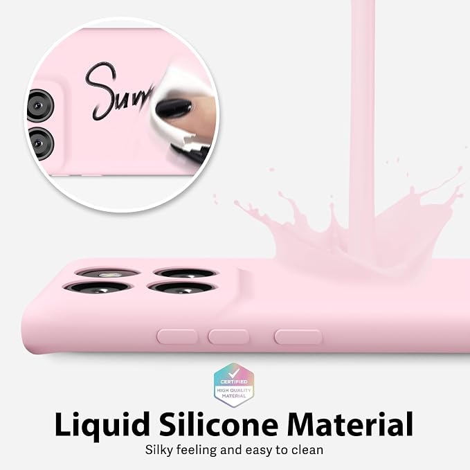 oakxco for Motorola Moto Edge 2025 Phone Case Liquid Silicone, Thin Slim Soft Rubber Gel TPU Plain Protective Simple Cover for Women Girl Cute, Matte Solid Color Aesthetic, Light Pink