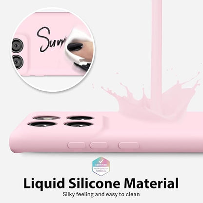 oakxco for Motorola Moto Edge 2025 Phone Case Liquid Silicone, Thin Slim Soft Rubber Gel TPU Plain Protective Simple Cover for Women Girl Cute, Matte Solid Color Aesthetic, Light Pink