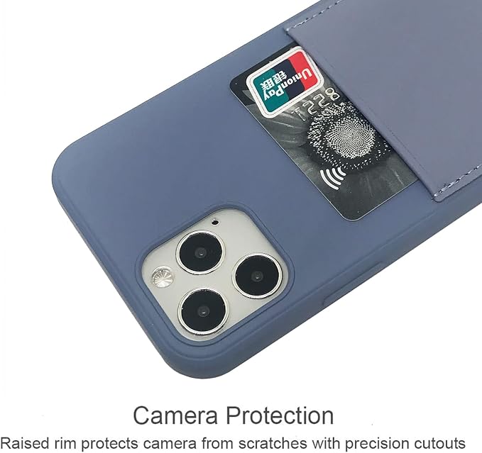 Ultra Slim Liquid Silicon Gel Case Compatible with iPhone 12,for iPhone 12 Pro 6.1 inch 2020 with Card Holder Sleeves Slot Anti-Scratch Shockproof Wallet Cover with Screen Protector (Lavender Gray)
