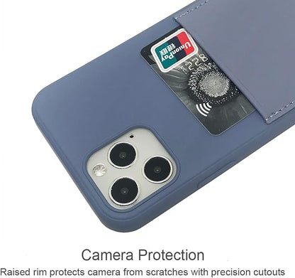 Ultra Slim Liquid Silicon Gel Case Compatible with iPhone 12,for iPhone 12 Pro 6.1 inch 2020 with Card Holder Sleeves Slot Anti-Scratch Shockproof Wallet Cover with Screen Protector (Lavender Gray)
