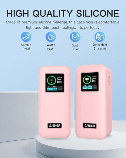 Silicone Case for Anker Prime Power Bank 20,000mAh 200W,Full-Body Protective Cover for Anker Prime Power Bank,Drop-Proof,Scratch-Proof,Shock-Proof,Pink
