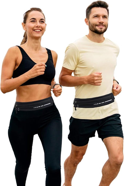Slim Waterproof Fanny Pack Belt Bag for Women & Men – Bounce-Free Adjustable Running Belt, Lightweight Phone Holder Waist Pouch for Jogging, Workout, Travel, Money Belt-Black