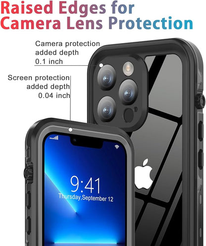 for iPhone 13 Pro Case Waterproof Shockproof Dustproof Full-Body Sturdy with Camera Lens Protector and Built-in Screen Protector,Underwater Full Sealed Cover Protective for iPhone 13 Pro