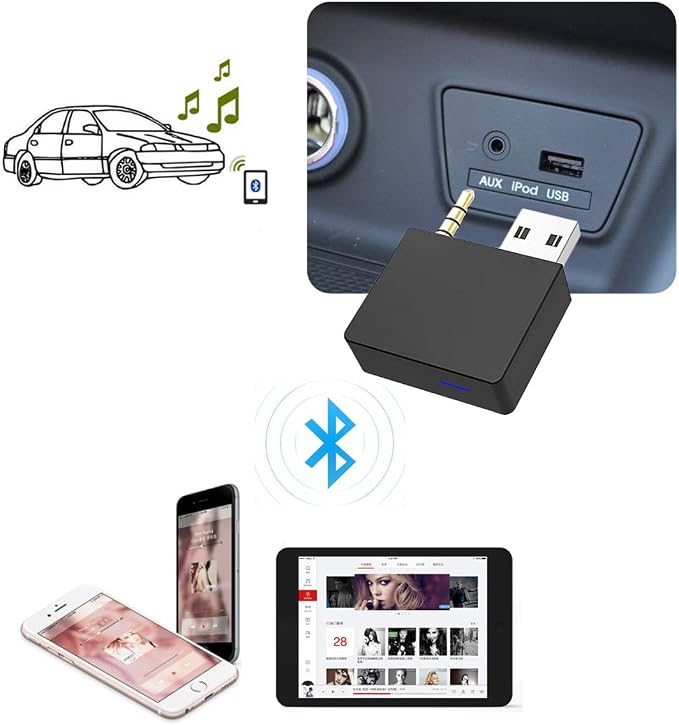 Audio Bluetooth Transmitter/Receiver, Car Aux Adapter for Music Streaming Sound System, Fit K-I-A, H-yundai Car Stereo Compatible for i7 X XS Max XR 8Plus 5 6 i-Pad Smartphone