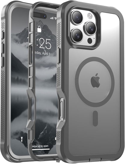 jaroco Magnetic for iPhone 16 Pro Max Case, [Compatible with MagSafe][Military Grade Drop Protection][Heavy Duty Protection][Non-Slip][Shockproof] 2-Layer Durable Bumper Phone Case 6.9''-Gray