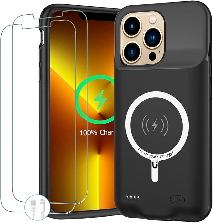 Battery Case for iPhone 13 Pro, Upgraded Real 10000mAh Portable Protective Charging Case with Wireless Charging Compatible with iPhone 13 Pro (6.1 inch) Battery Pack Charger Case with Carplay (Black)