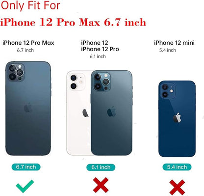 Ultra Slim Liquid Silicon Gel Case Compatible for iPhone 12 Pro Max 6.7 inch 2020 with Card Holder Sleeves Slot Anti-Scratch Shockproof Wallet Cover with Screen Protector (Red)