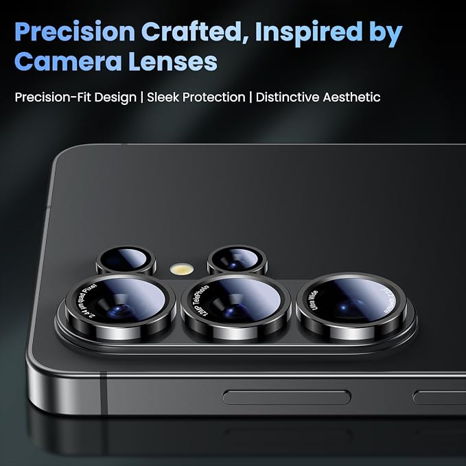 Uyiton for Samsung Galaxy S26 Ultra Camera Lens Protector - [Case-Friendly][Not Easy to Break][Ultra-Thin] Military-Grade Tempered Glass with Aluminum Metal Rear Camera Screen Cover - Black