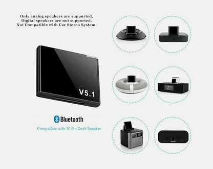 30 Pin Adapter, Wireless Stereo Audio Bluetooth 5.1 Music Receiver for Bose Sounddock II 2 10 Lifestyle V35 135 Digital Music System Home Entertainment Speakers Portable SounDock for iPod iPhone iPad