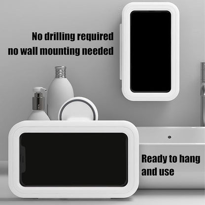 Waterproof Shower Phone Holder with Suction Cup, 360° Rotation Anti-Fog HD Touch Screen, IPX6 Wall Mount for Bathroom Bathtub Kitchen, for iPhone/Samsung (Up to 7") - 1 Pack