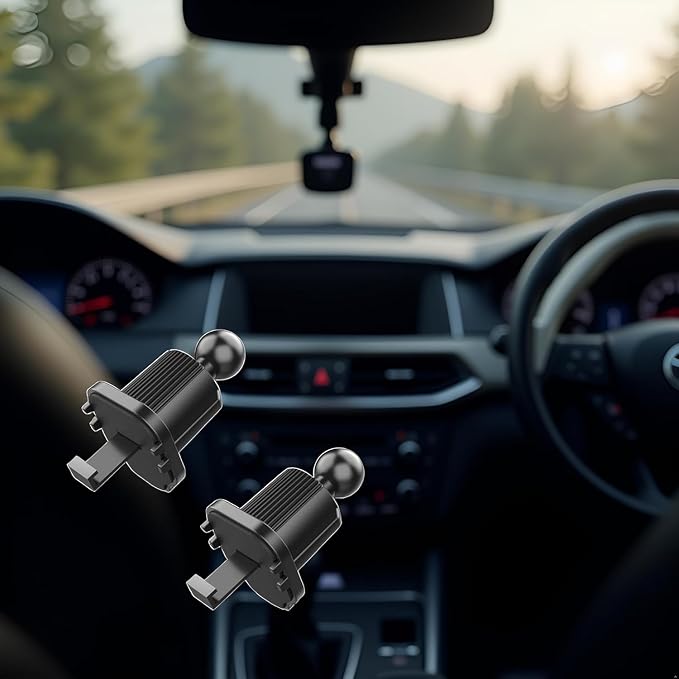 2Pcs Black Universal Air Vent Clip for Car Phone Mount Cellphone Holder Vent Grip W Joint Ball Dia- for Most Car Bracket Universal Air Vent Clip for Phone Cellphone Holder Grip (17mm)