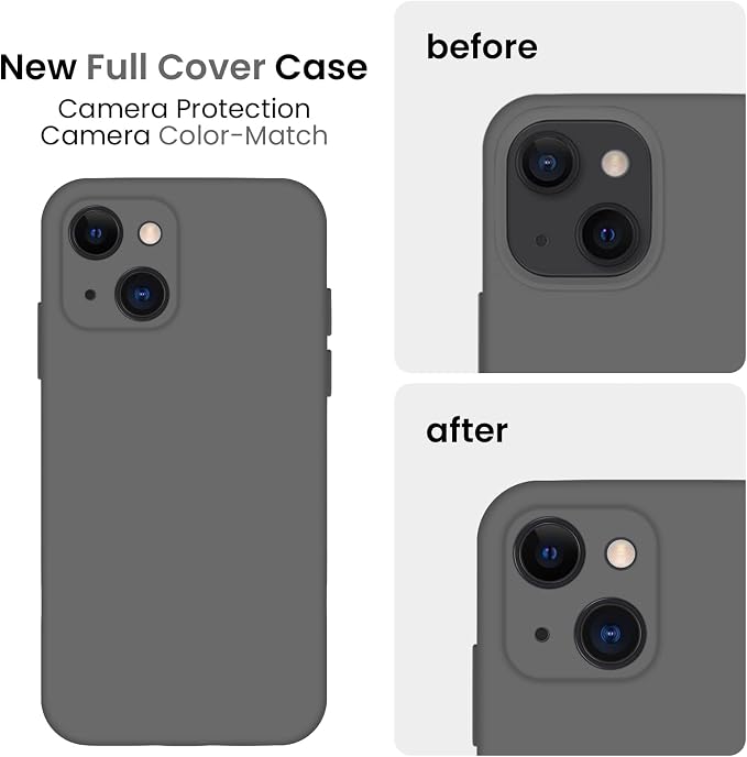FireNova Designed for iPhone 13 Case, Silicone Upgraded [Camera Protection] Phone Case, Soft Anti-Scratch Microfiber Lining Inside, 6.1 inch, Space Gray
