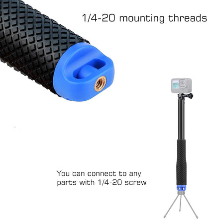 GEPULY 46''Alumium Waterproof Selfie Stick with 1/4 Thread Hole Underwater Pole Handle Grip Monopod for GoPro Hero 13 12 11 Max Insta360 AKASO DJI OSMO Action Cameras Accessories