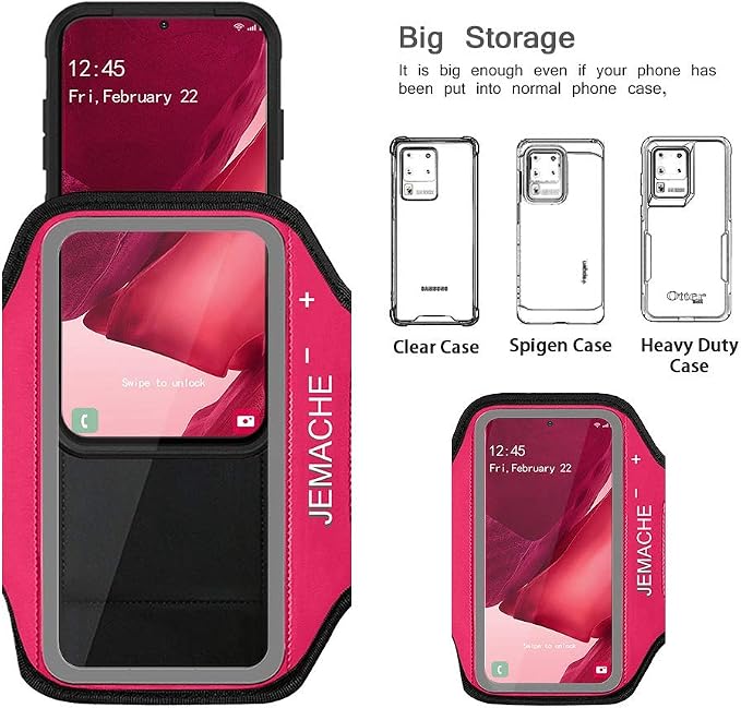Galaxy Note 20, 20 Ultra Armband, JEMACHE Gym Running Workouts Water Resistant Arm Band Case for Samsung Galaxy Note 20/20 Ultra with Key Holder (Rosy)