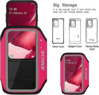 Galaxy Note 20, 20 Ultra Armband, JEMACHE Gym Running Workouts Water Resistant Arm Band Case for Samsung Galaxy Note 20/20 Ultra with Key Holder (Rosy)