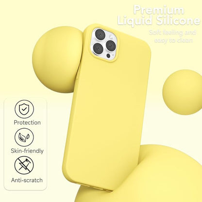 for iPhone 12 Pro Max Case Silicone Compatible with Magsafe Case, Ultra Slim Thin Magnetic Phone Cases Mag Safe, Cute Soft Rubber Gel TPU Matte Plain Wireless Charging Cover for Women, Yellow