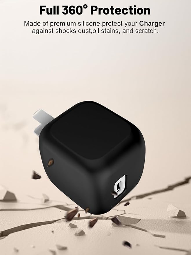 Silicone Protective Case for Belkin 45W USB C Charger Block, Full-Body Protective Cover with Precise Cutouts, Shockproof Dustproof Charging Protector Sleeve & Scratch-Resistant Sleeve (Black)