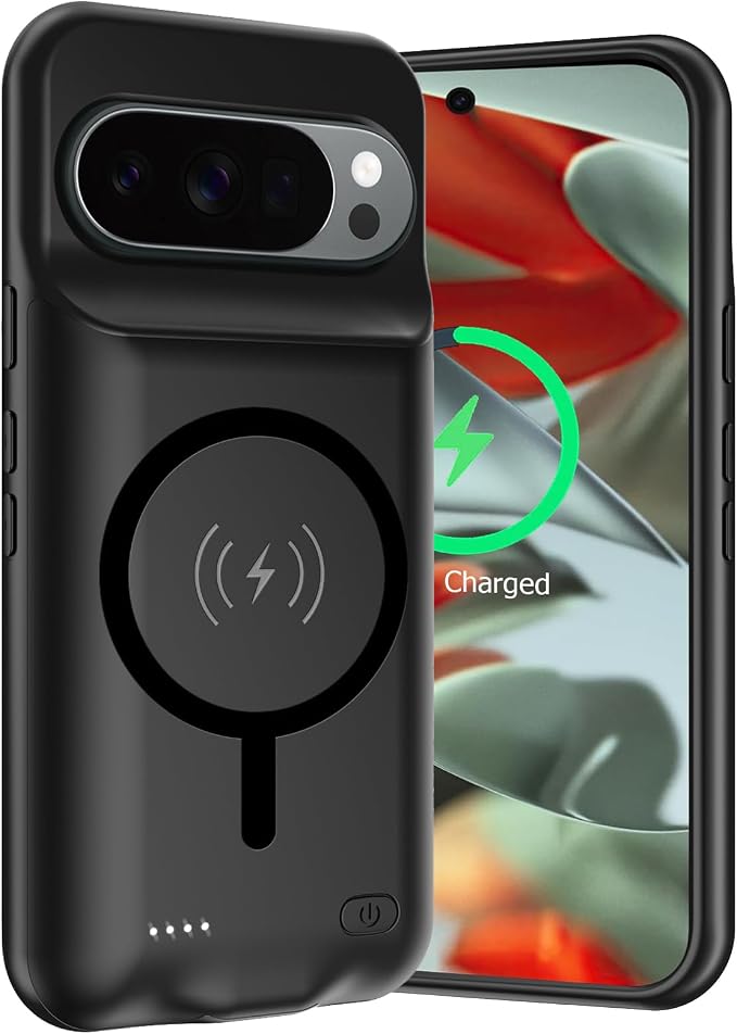 Battery Case for Google Pixel 9 Pro XL/ 10 Pro XL,10000mAh Rechargeable Portable Charging Case with Wireless Charging Compatible for Google Pixel (6.8 inch) Extended Battery Pack Charger Cover (Black)