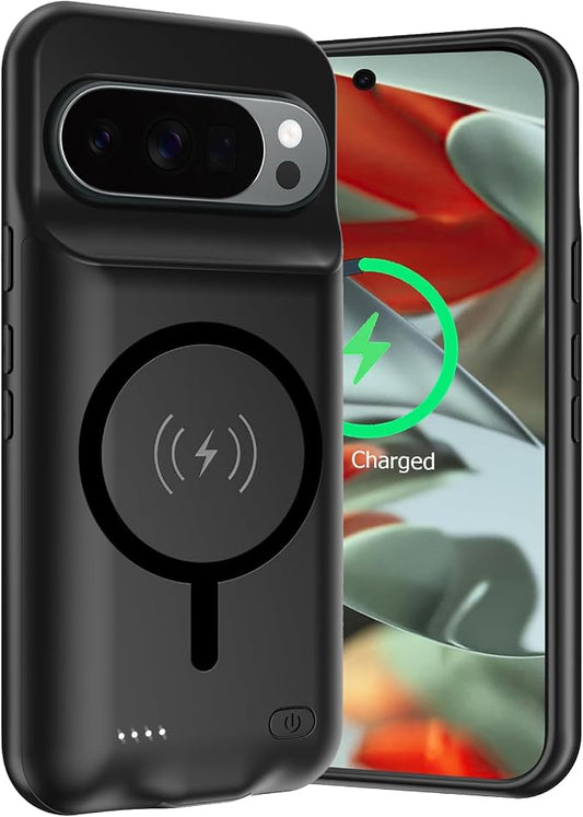 Battery Case for Google Pixel 9 Pro XL/ 10 Pro XL,10000mAh Rechargeable Portable Charging Case with Wireless Charging Compatible for Google Pixel (6.8 inch) Extended Battery Pack Charger Cover (Black)