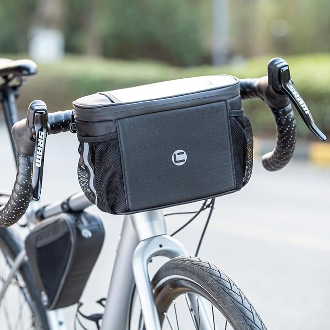 WOTOW Bike Handlebar Insulated Bag, Bike Front Phone Bag Cooler Storage Pouch With TPU Touch Screen Insulation Bicycle Frame Bag Strap On Cycling Accessories for Outdoor Hiking Travel Assistants