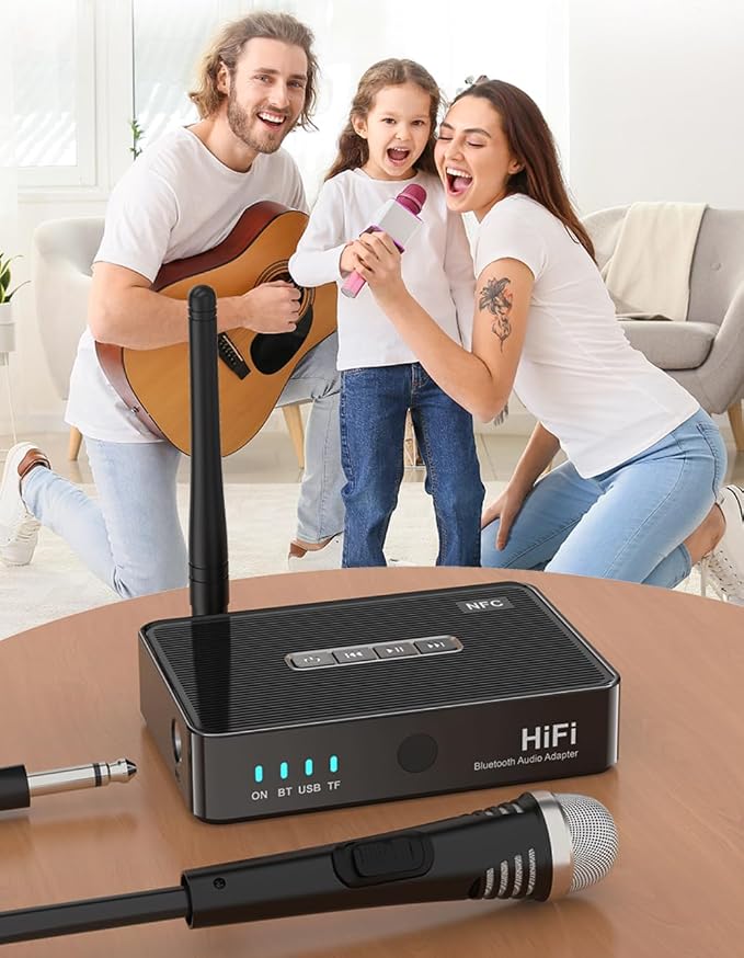 Bluetooth 6.0 Receiver for Home Stereo, Wireless Audio Adapter to Convert Old Speakers & Wired Headphones with 3.5mm AUX RCA Cable